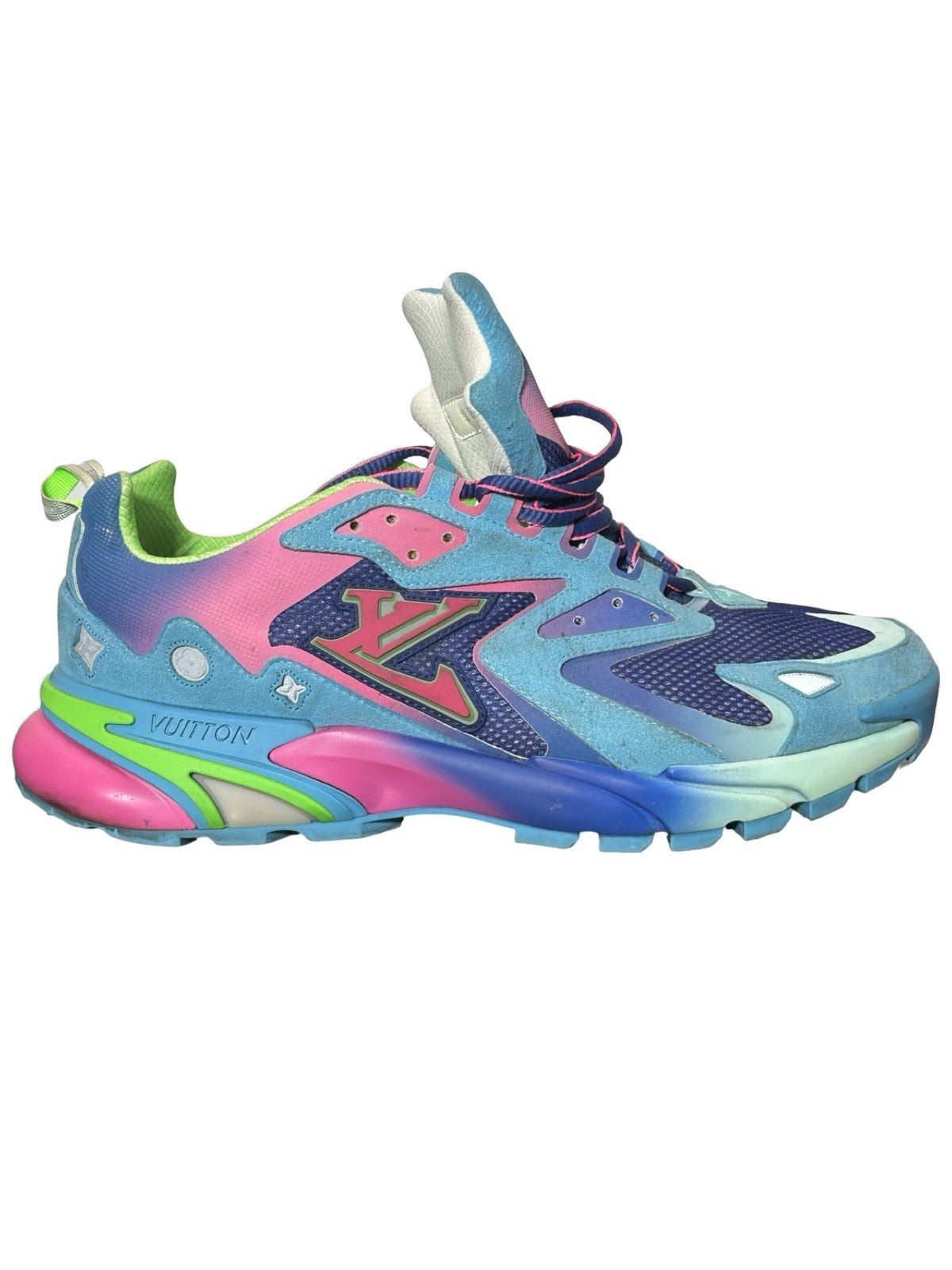 Louis Vuitton LV Runner Tatic Sneakers In Blue Pink Green Size 9.5 LV / 10.5 Us