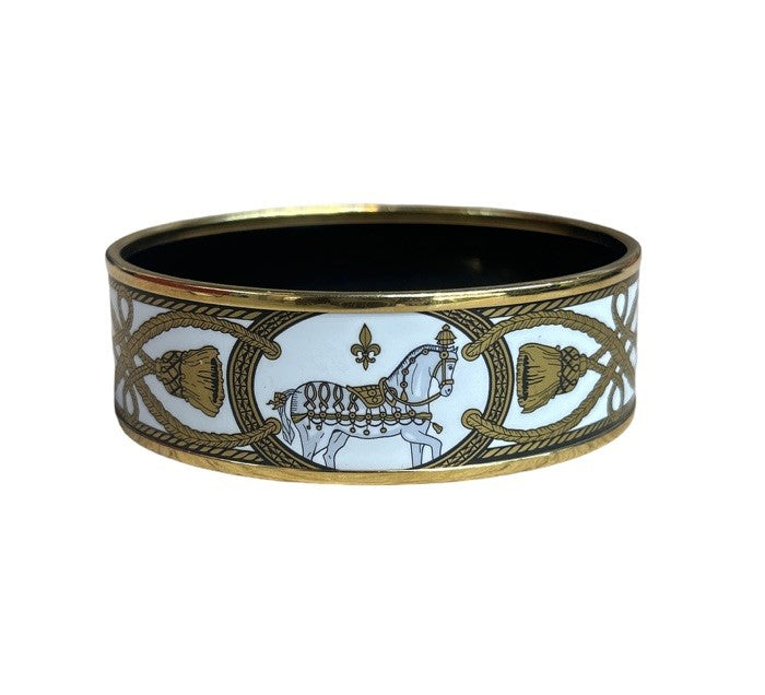 Hermès Grand Apparat Enamel Bangle Bracelet Gold