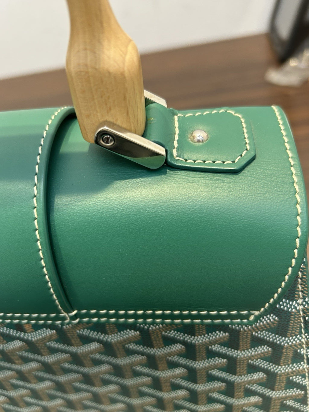 Goyard  Goyardine Saigon Green Top Handle  Bag