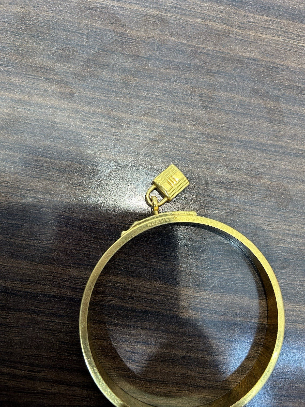 Hermes Vintage Crocodile Leather Mini Kelly Cadena Charm Bangle Bracelet