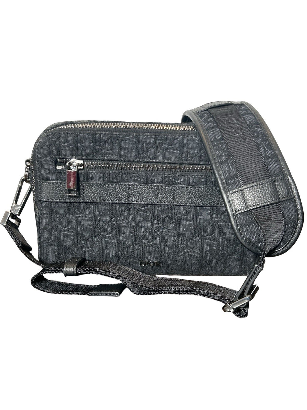 Christian Dior Safari Messenger Bag In Black Monogram Canvas