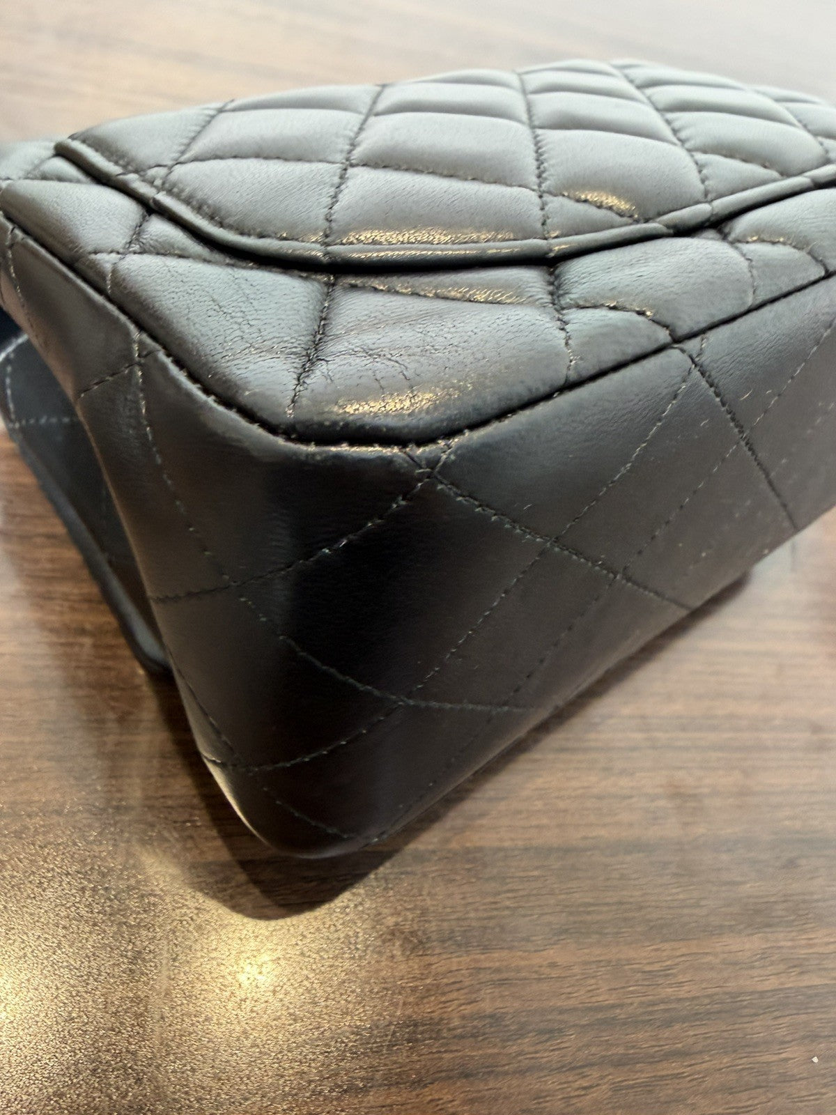 Chanel Square Classic Single Flap Bag Quilted Lambskin Mini