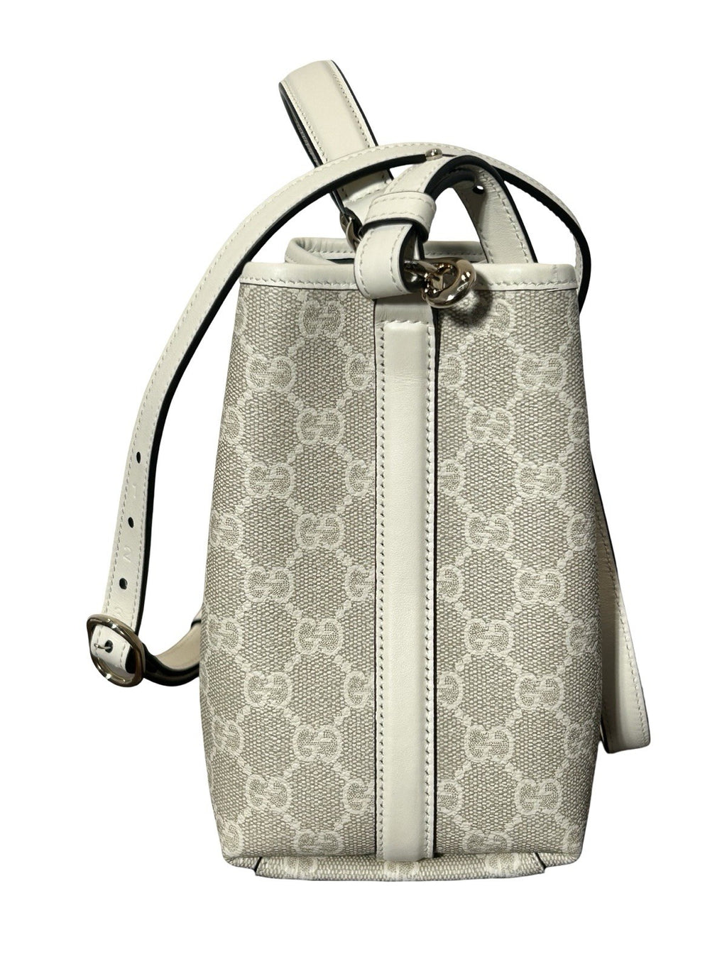 Gucci GG Emblem Small Bucket Bag In White