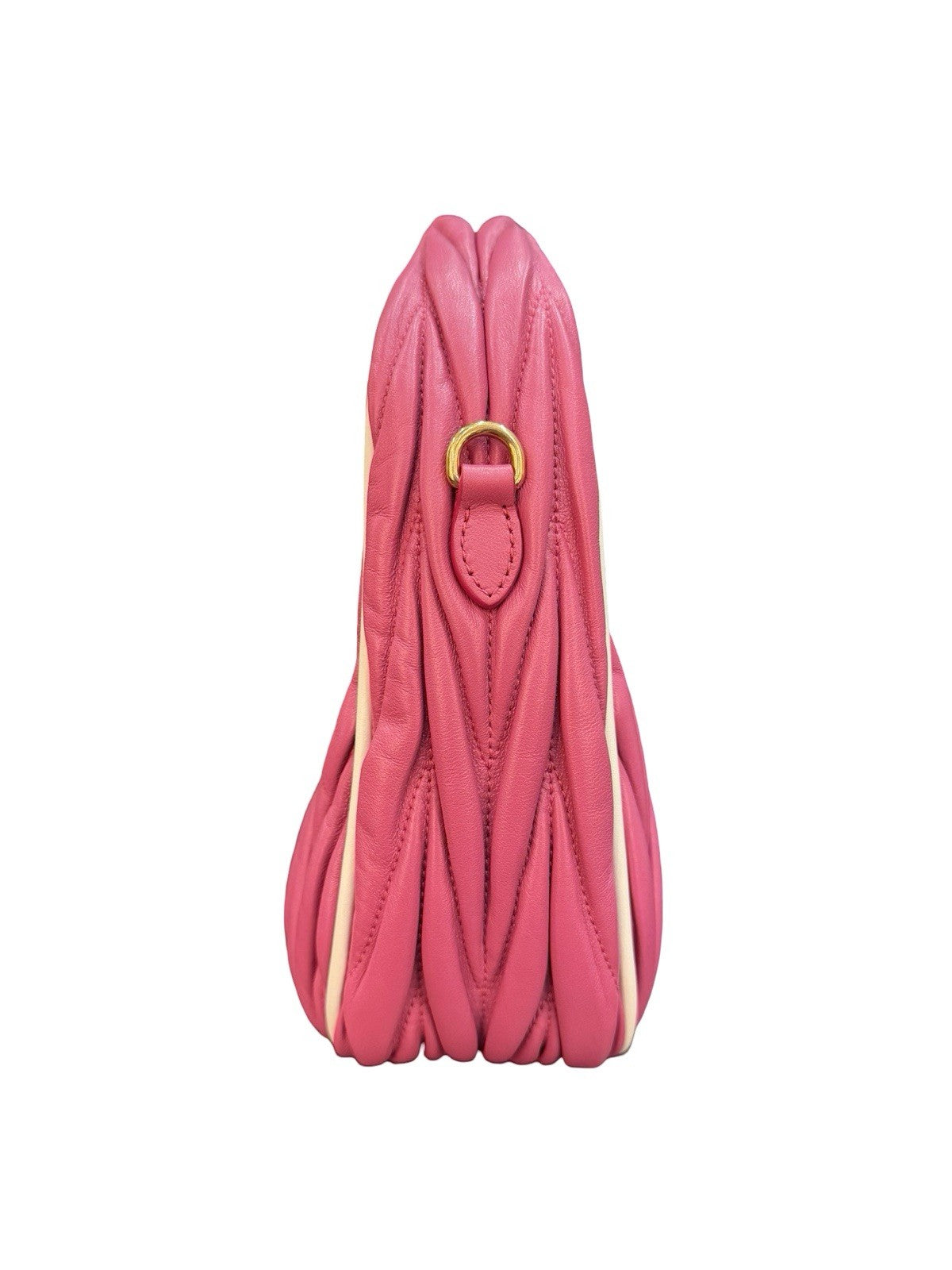 Miu Miu Wander Matelassé Nappa Leather Hobo Bag Small Pink