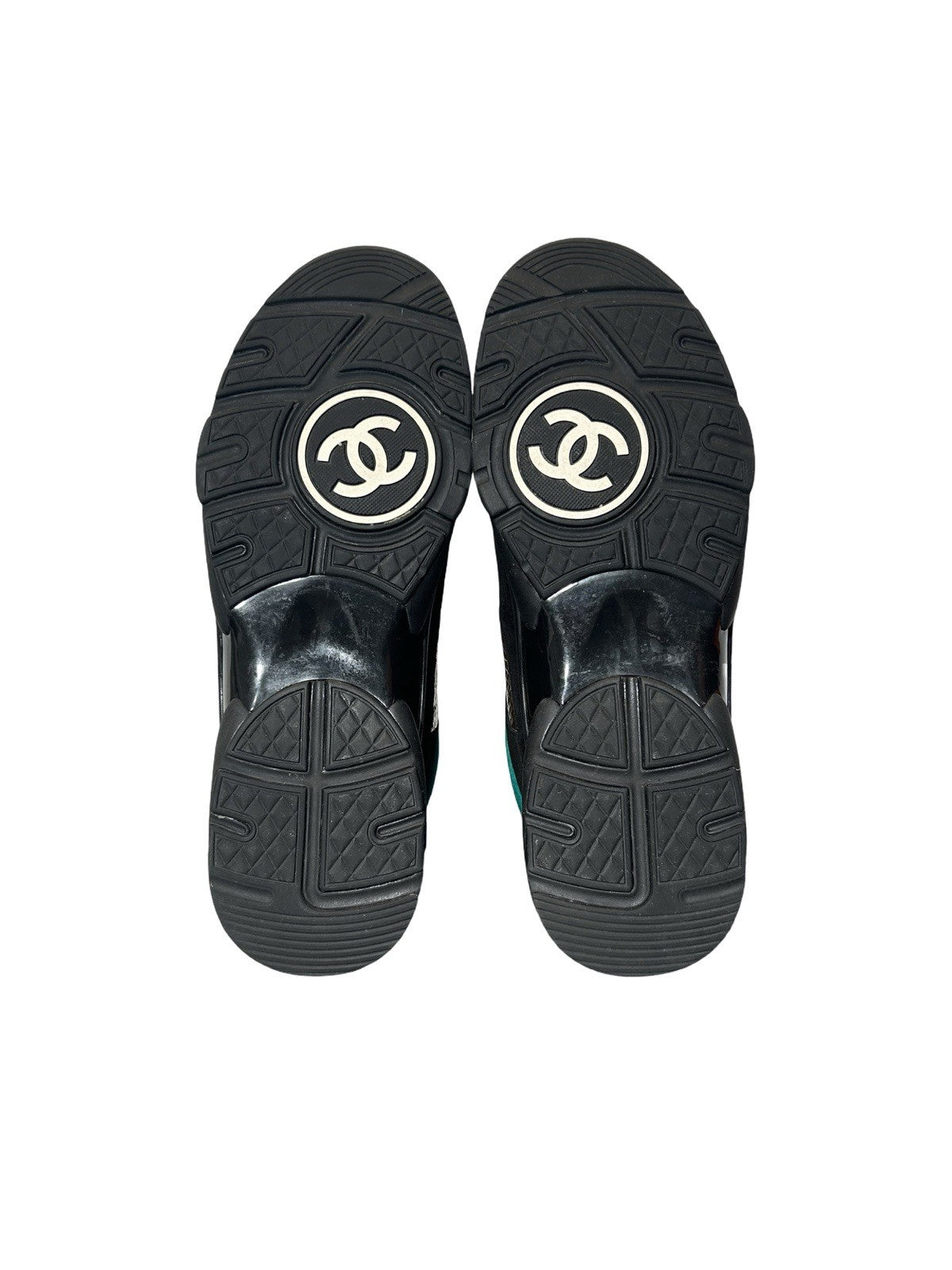 Chanel Women's CC Low-Top Sneakers Suede with Leather and Nylon Size 44-US 13.5