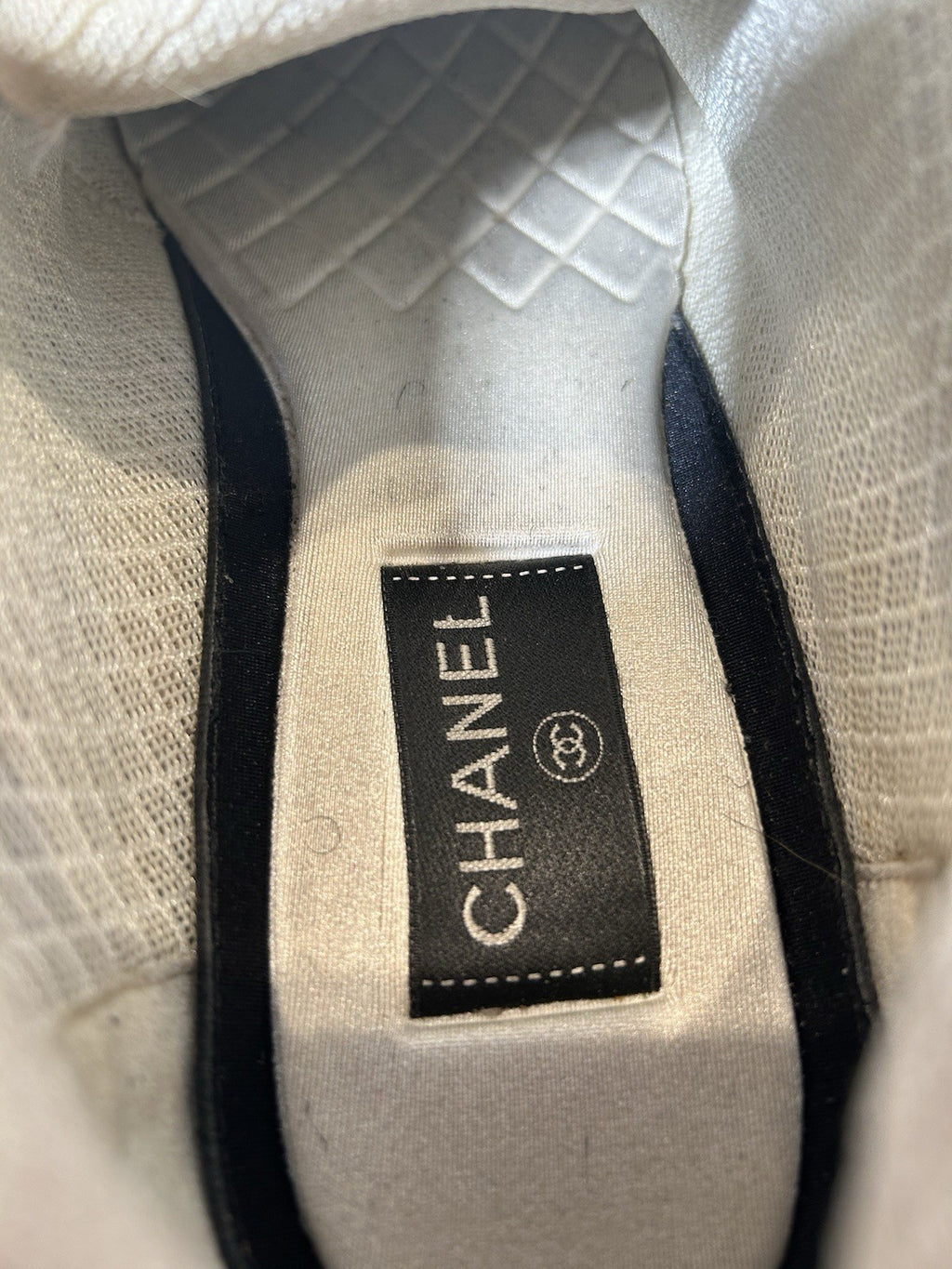 CHANEL Nylon Calfskin Suede Womens CC Sneakers 41 Brown Green