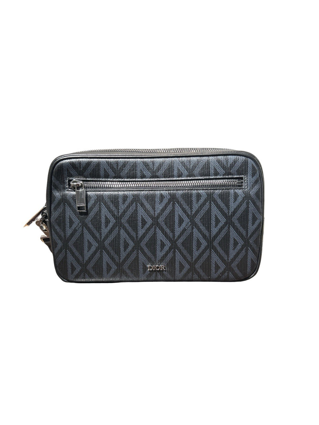 Dior Black CD Diamond Coated Canvas and Leather Toiletry Pouch