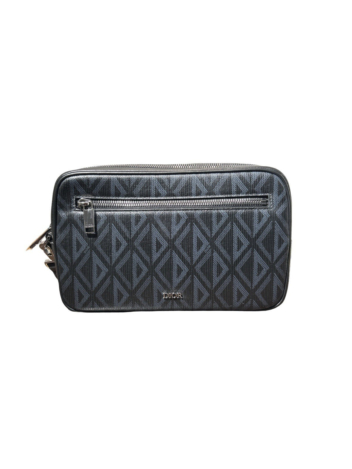 Dior Black CD Diamond Coated Canvas and Leather Toiletry Pouch