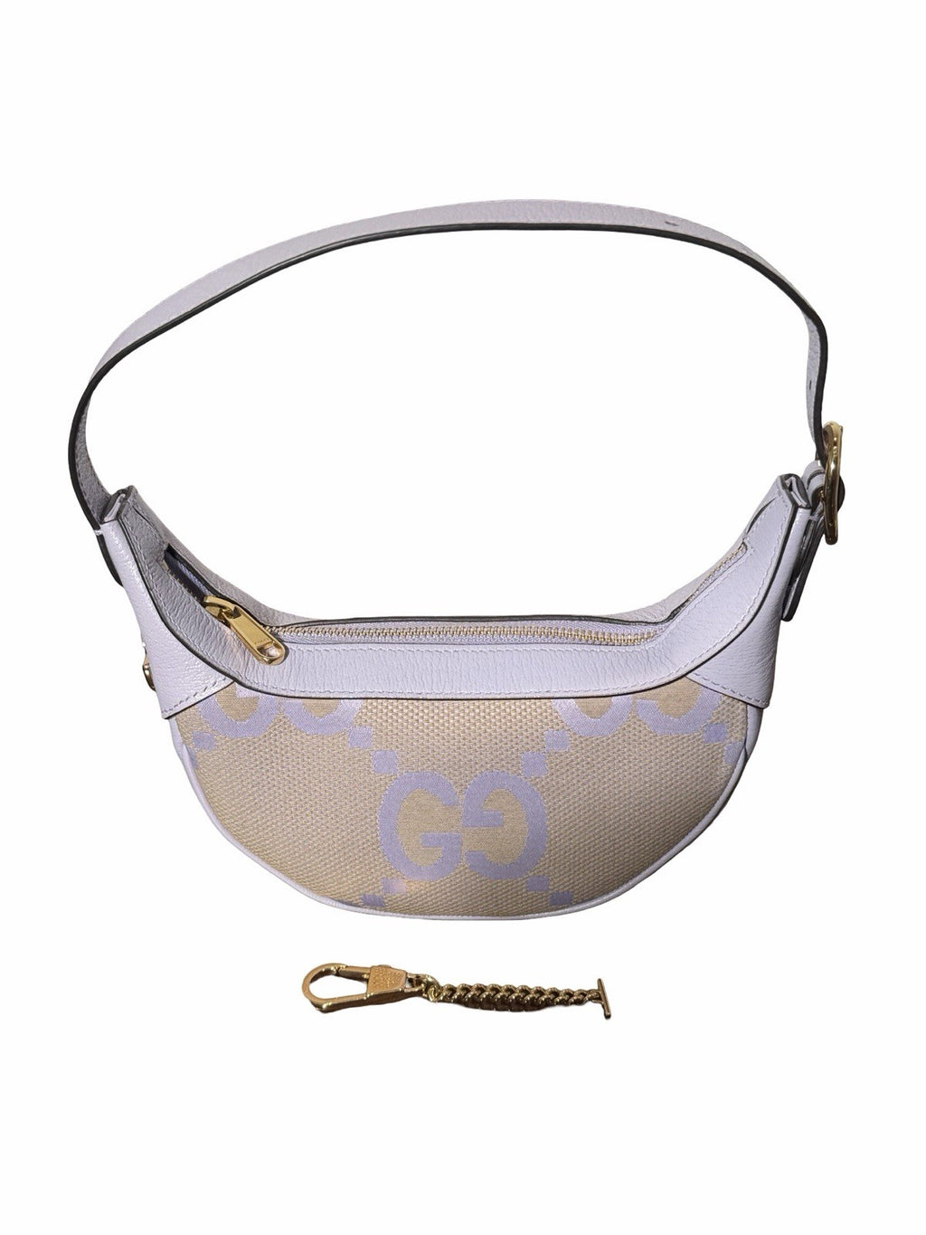 Gucci Monogram Jumbo GG Calfskin Mini Ophidia Half Moon Hobo