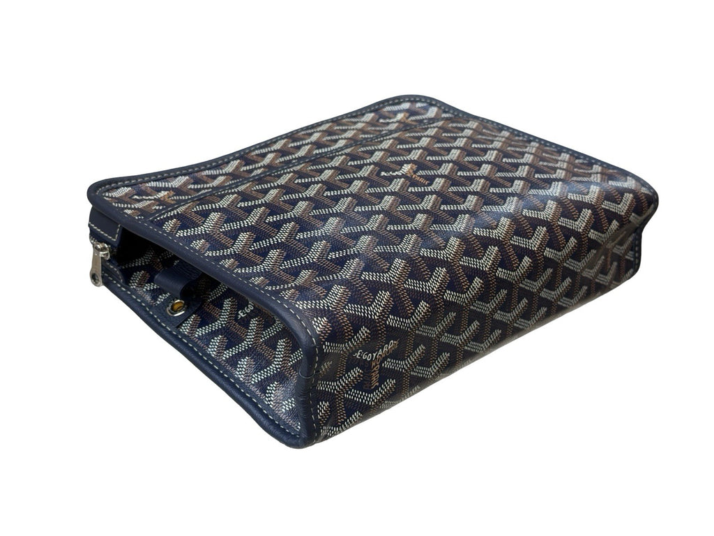 Goyard Goyardine Jouvence Toiletry Pouch Coated Canvas MM Dark Blue