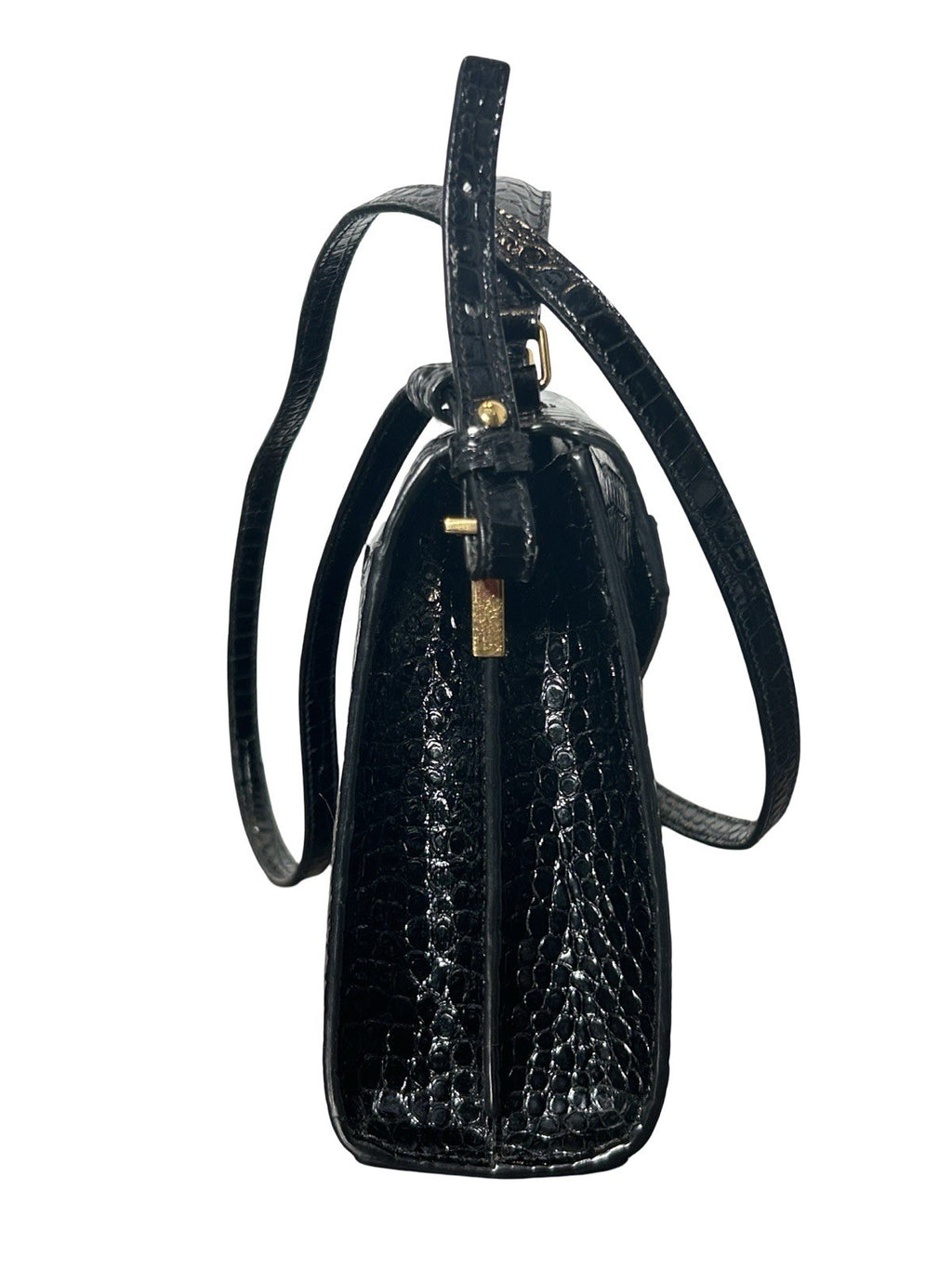 Saint Laurent YSL Cassandra Mini Top Handle Crocodile Leather Handbag
