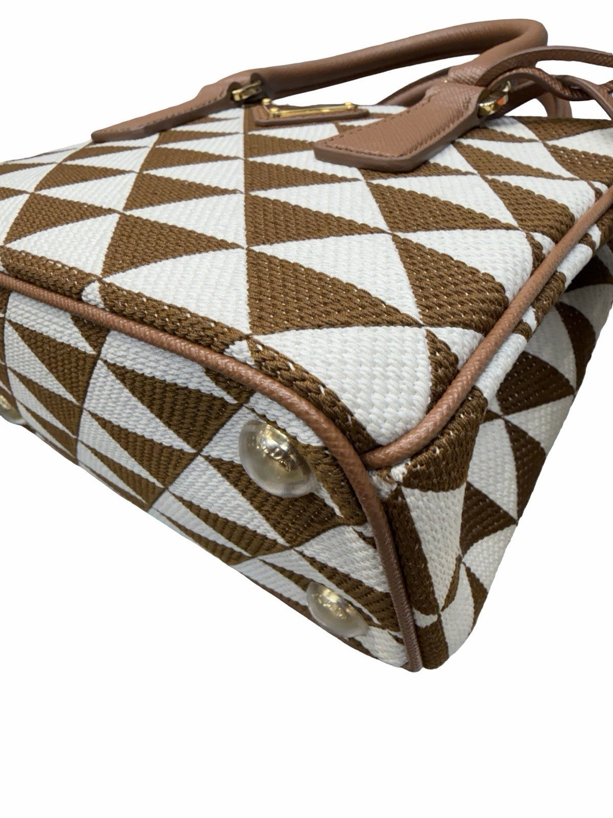 Prada Galleria Double Zip Tote Printed Fabric Mini Shoulder Bag