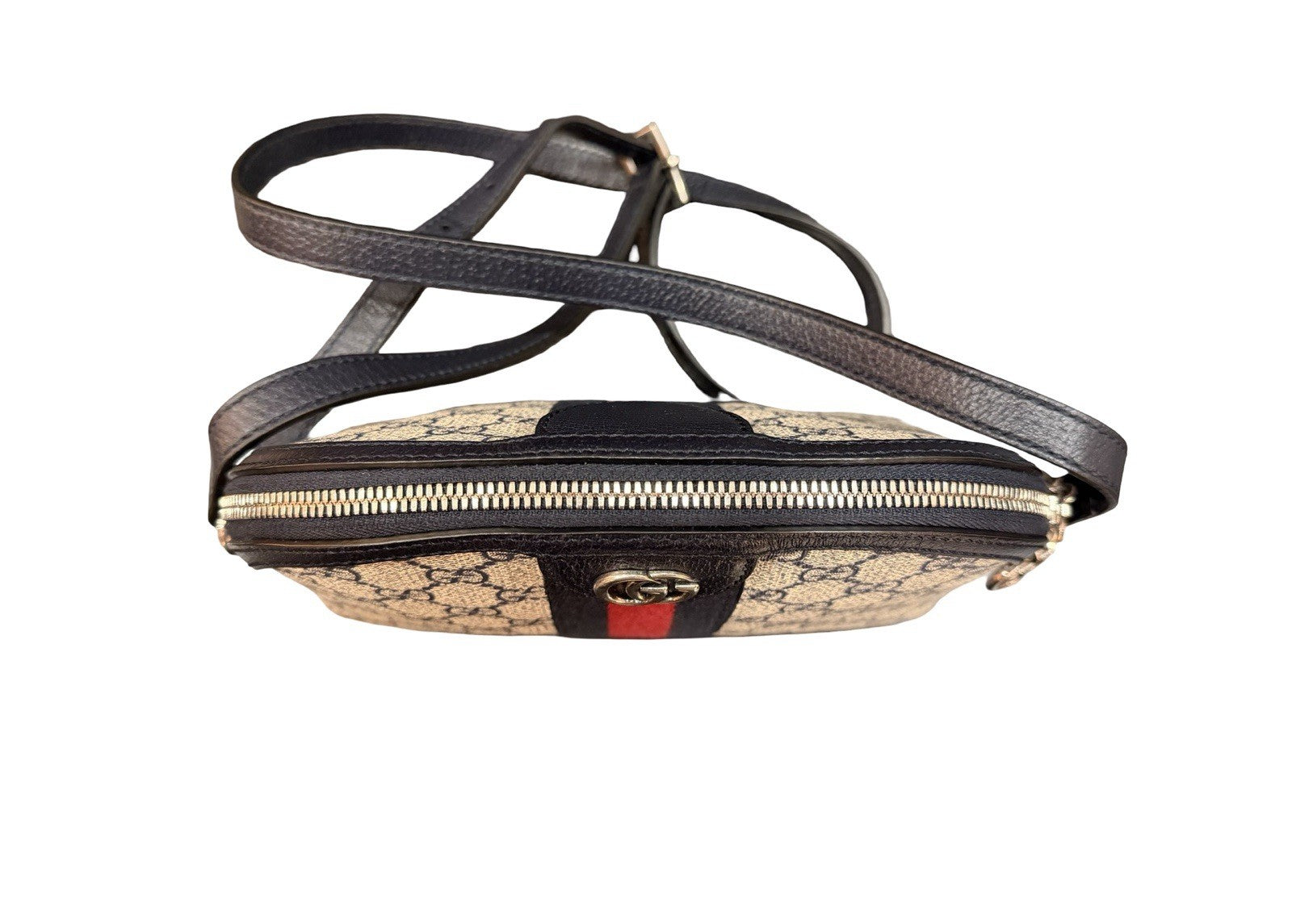 Gucci Ophidia Dome Shoulder Bag GG Coated Canvas Small Beige Blue