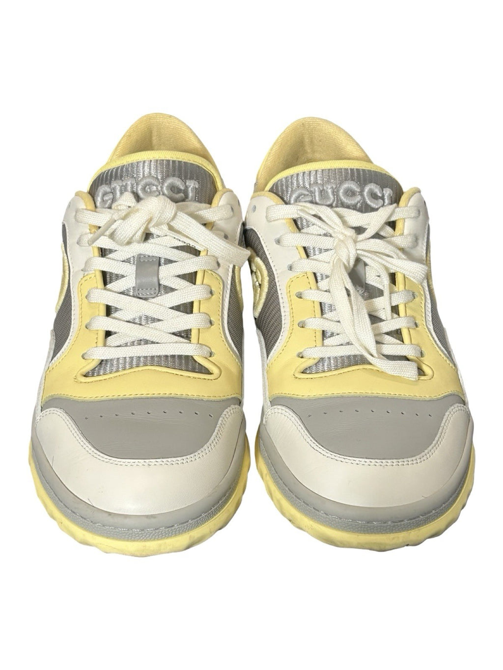 Gucci Dali Soft Calfskin Womens Mac80 Sneakers 40 Grey Sky Yellow