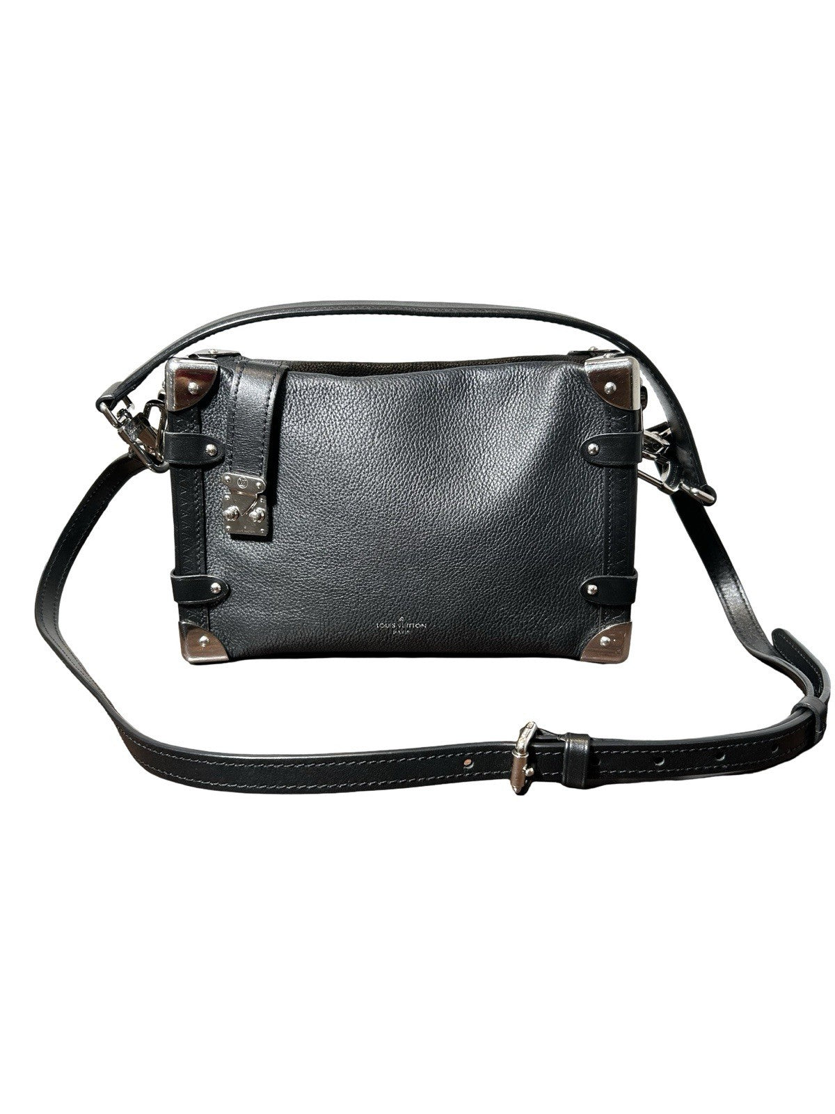 LOUIS VUITTON Calfskin Side Trunk MM Black