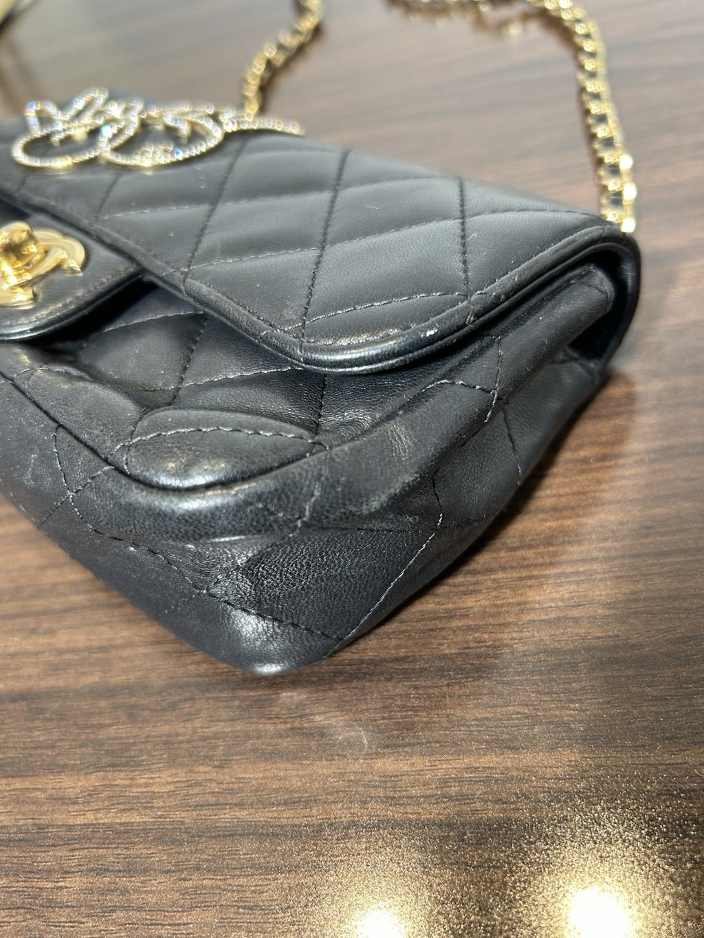 CHANEL Lambskin Quilted Extra Mini V For Victory Flap Black