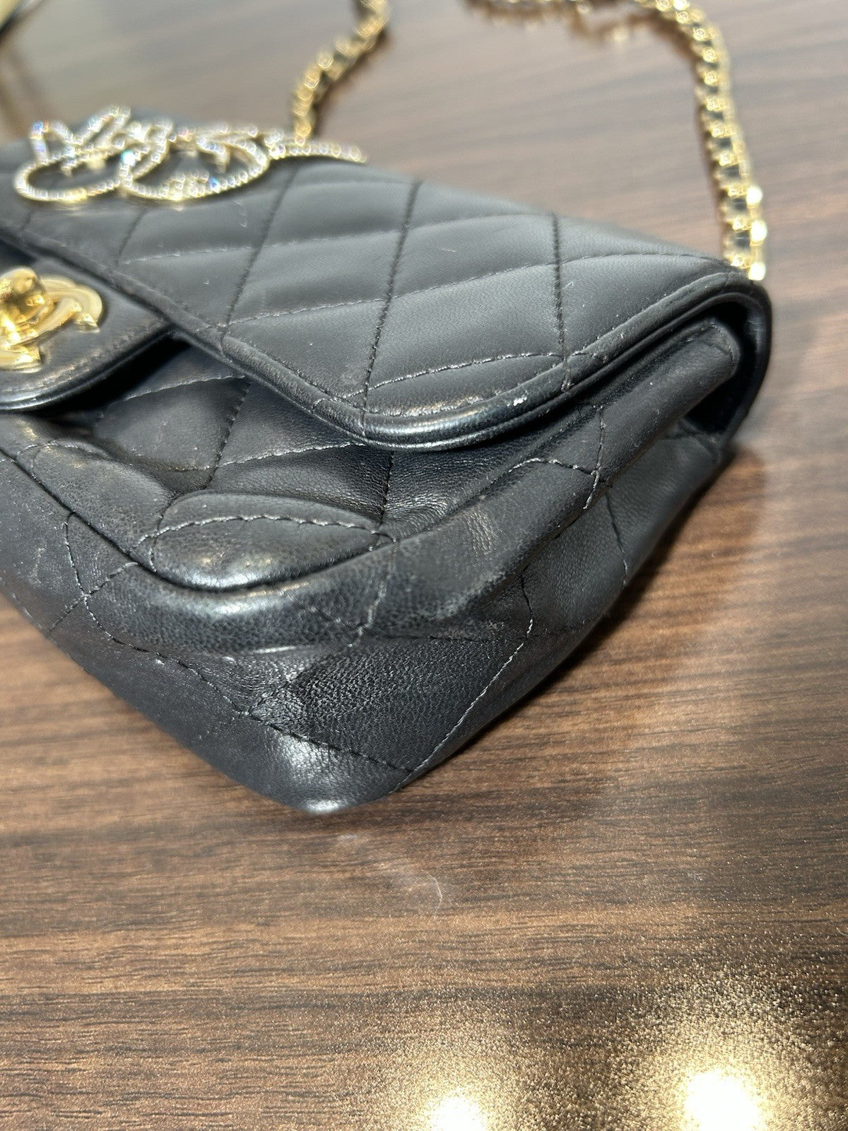 CHANEL Lambskin Quilted Extra Mini V For Victory Flap Black