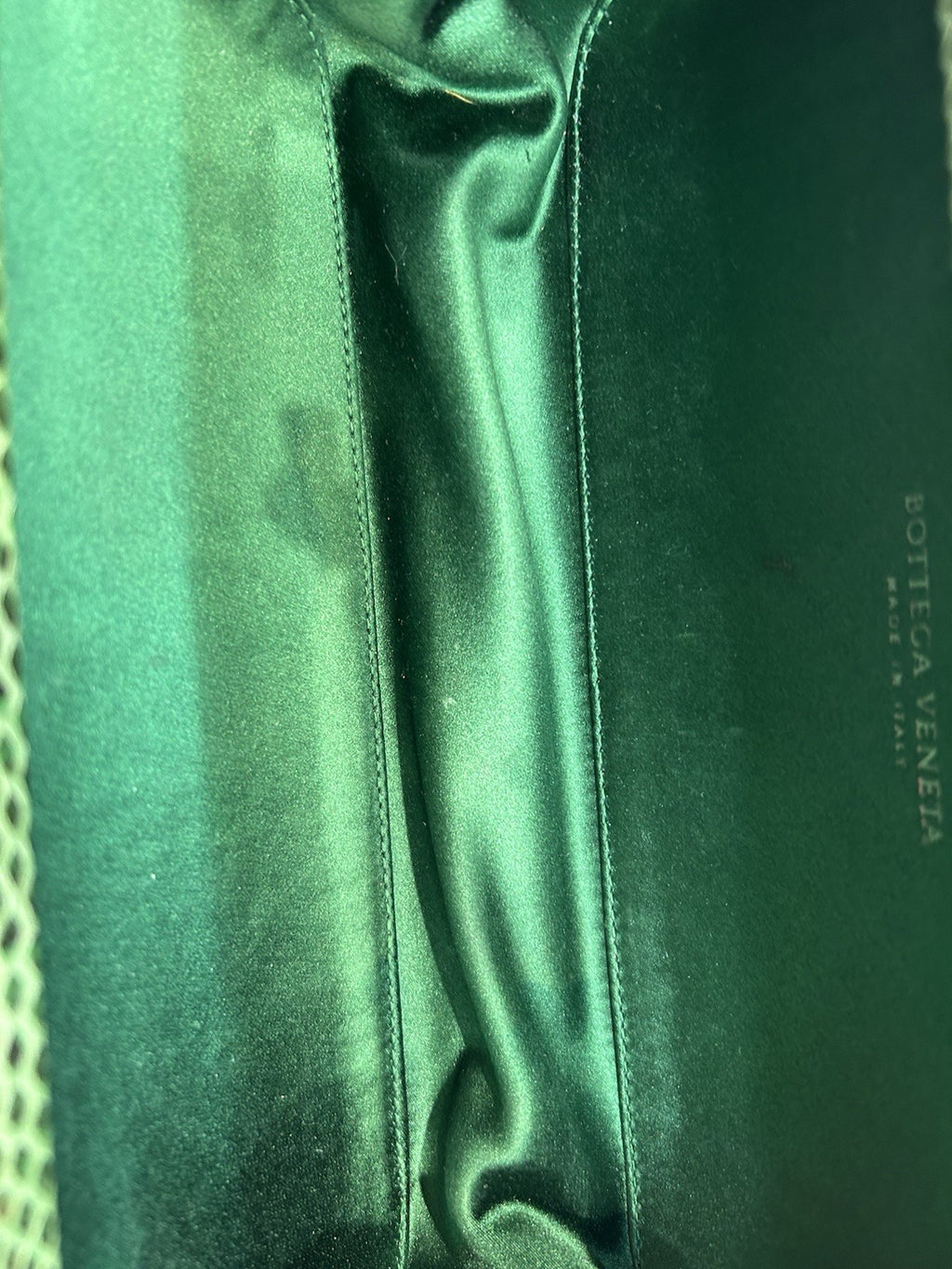 Bottega Veneta Satin Intreccio Impero Ayers Stretch Knot Clutch Bag Emerald