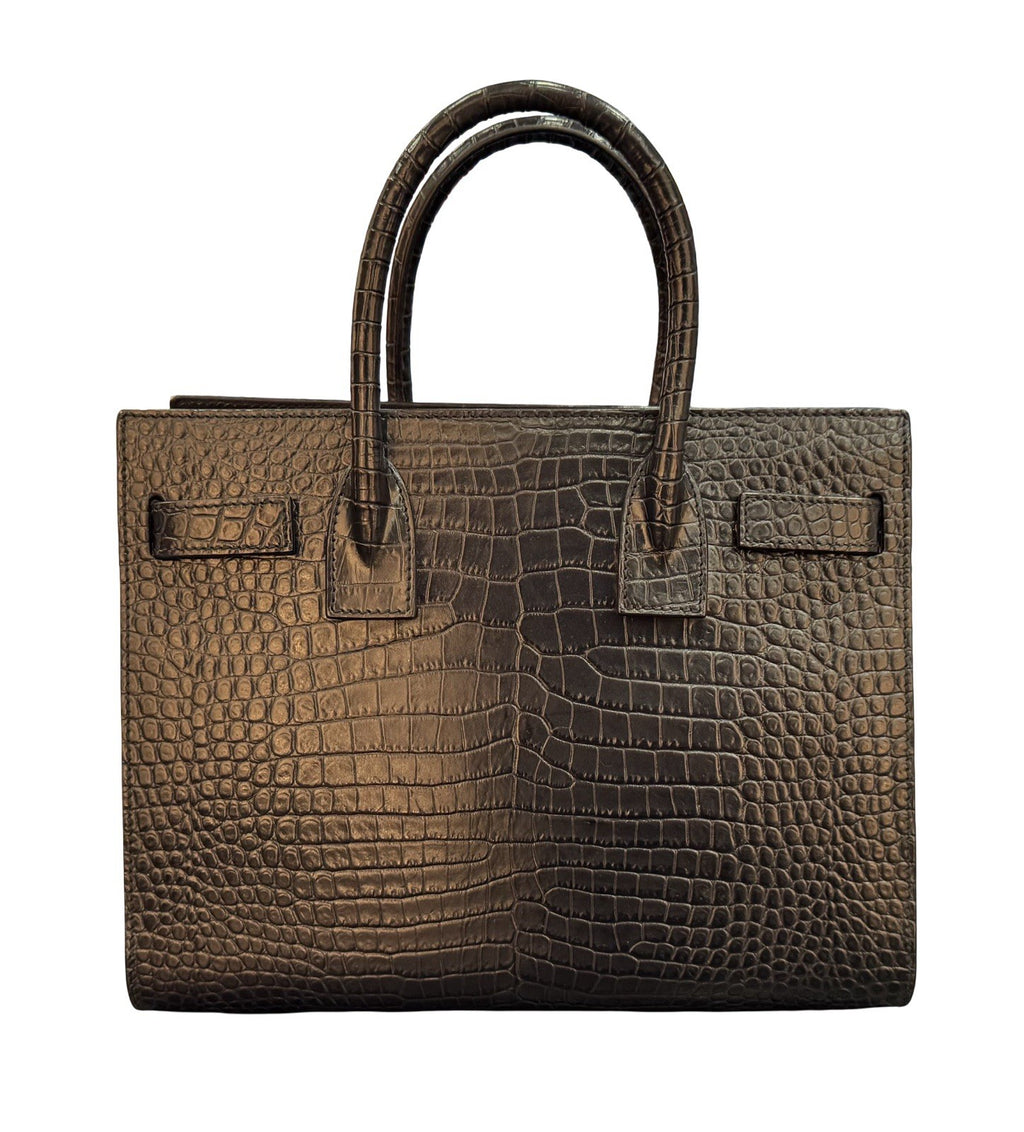 Saint Laurent Sac de Jour Small Croc-Embossed Leather Tote - Dark Blue / Navy