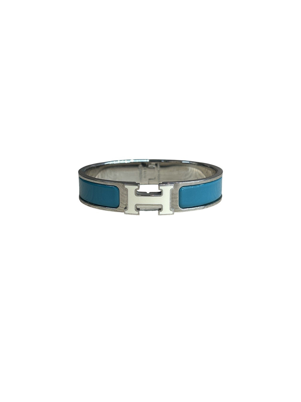 Hermès Clic Clac Bracelet Enamel And Metal Blue