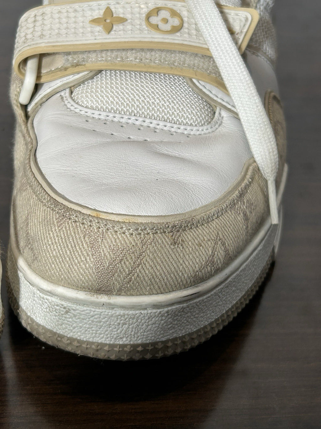 Louis Vuitton LV Trainer Line Sneakers In White Beige Size 9.5 LV / 10.5 Us
