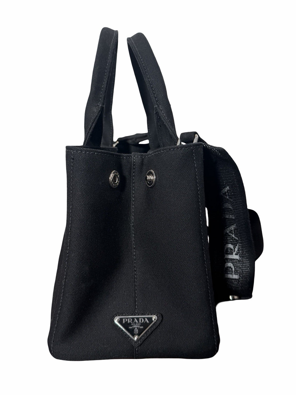 Prada Embossed Logo Canapa Tote Bag