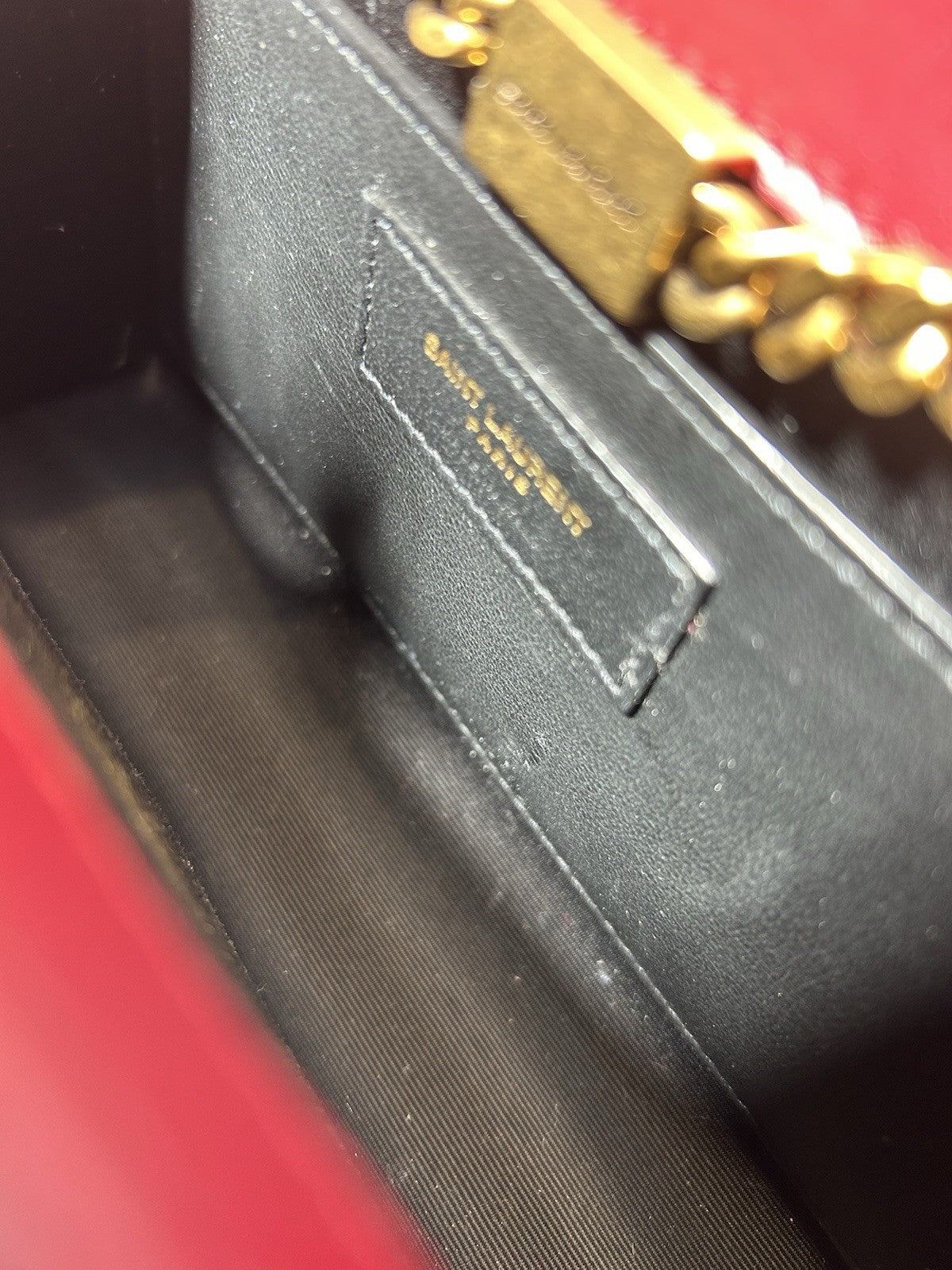 Saint Laurent YSL  Calfskin Two-Toned Small Monogram Kate Satchel Shoulder Bag