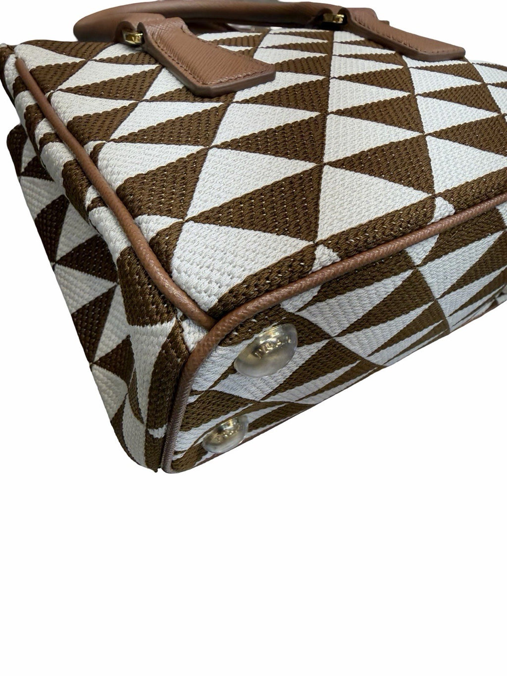 Prada Galleria Double Zip Tote Printed Fabric Mini Shoulder Bag