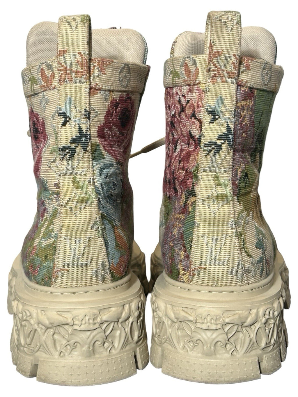 Louis Vuitton Baroque Ranger Boots Floral Tapestry Cloth Size 10LV / 11 Us
