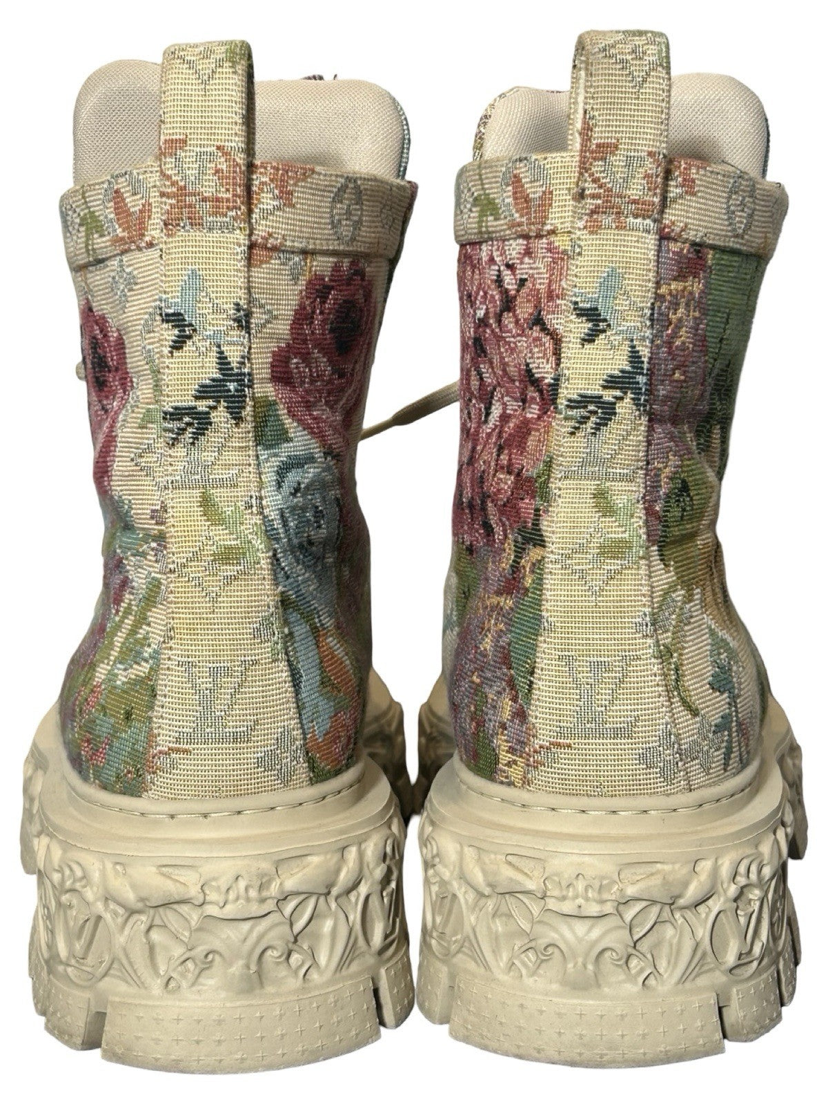 Louis Vuitton Baroque Ranger Boots Floral Tapestry Cloth Size 10LV / 11 Us
