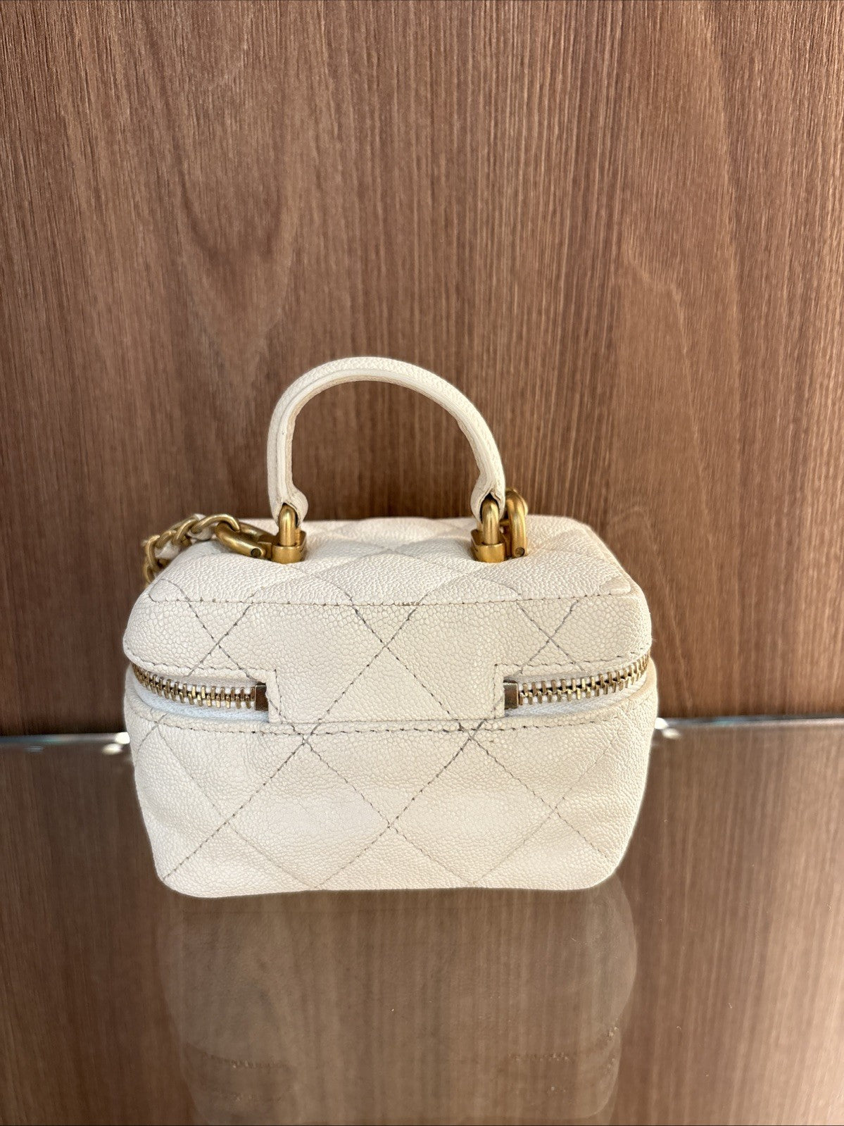 CHANEL CC GHW Mini Chain Shoulder 2 Way Shoulder Bag Calfskin Leather White