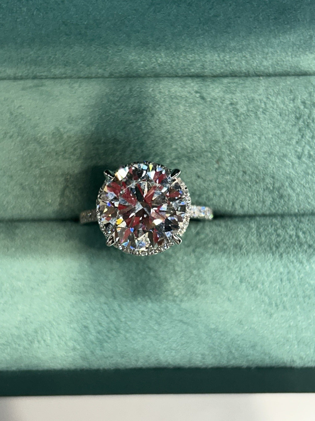 6.01 Carats Round Brilliant In Hidden Halo Setting 14k White Gold