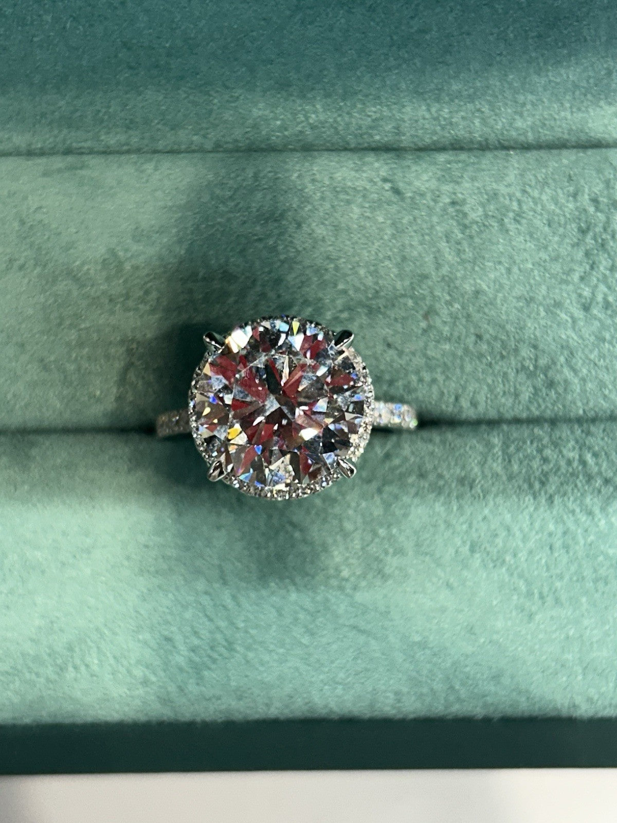 6.01 Carats Round Brilliant In Hidden Halo Setting 14k White Gold