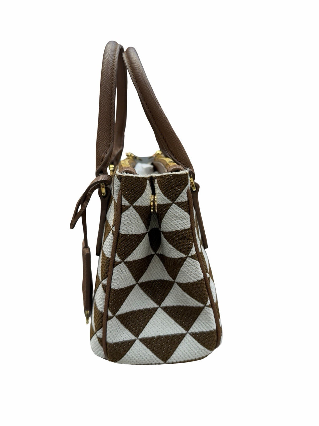 Prada Galleria Double Zip Tote Printed Fabric Mini Shoulder Bag