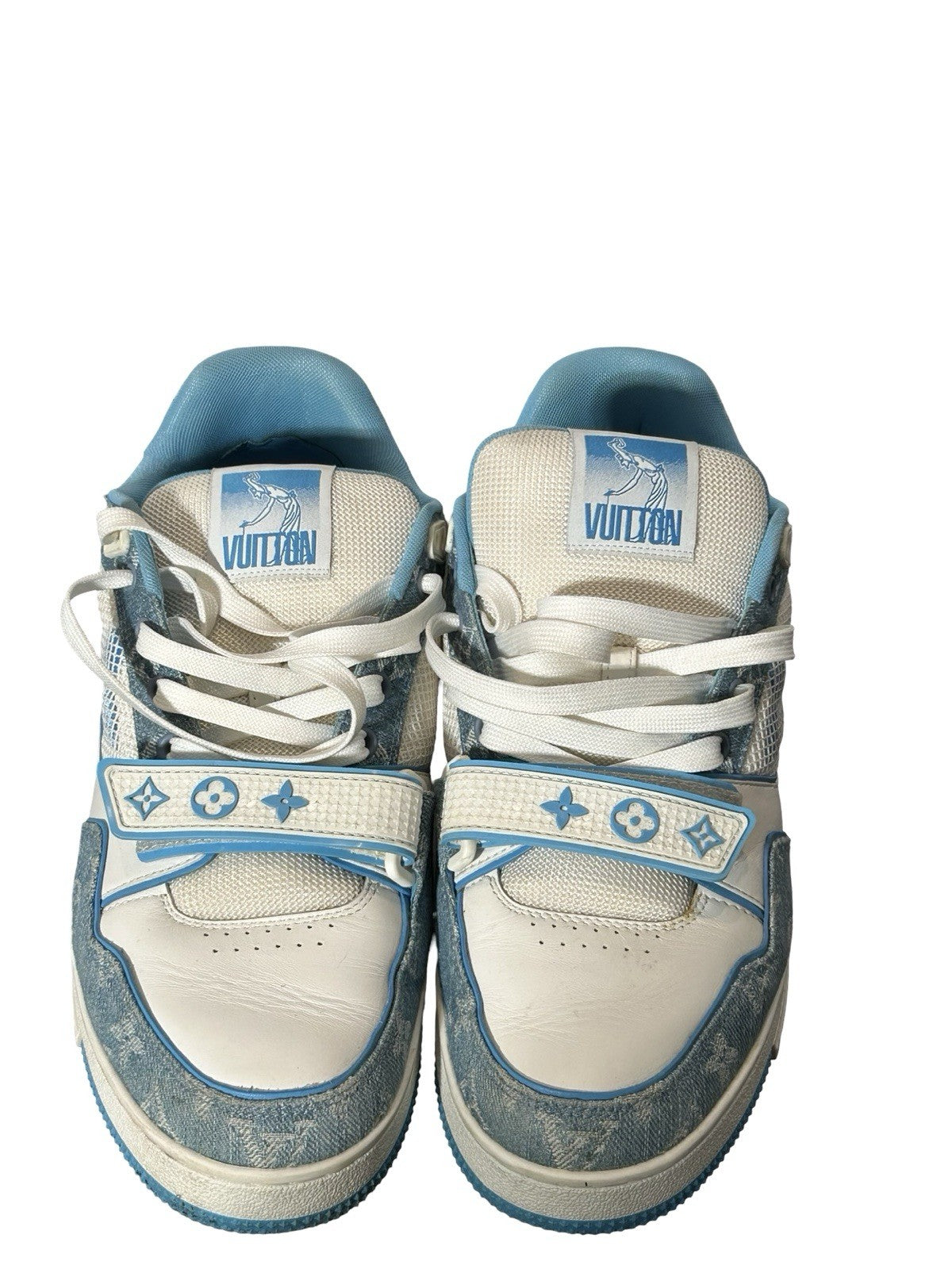 Louis Vuitton Trainer Low Strap Blue Denim And Leather Size 9.5 LV / 10.5