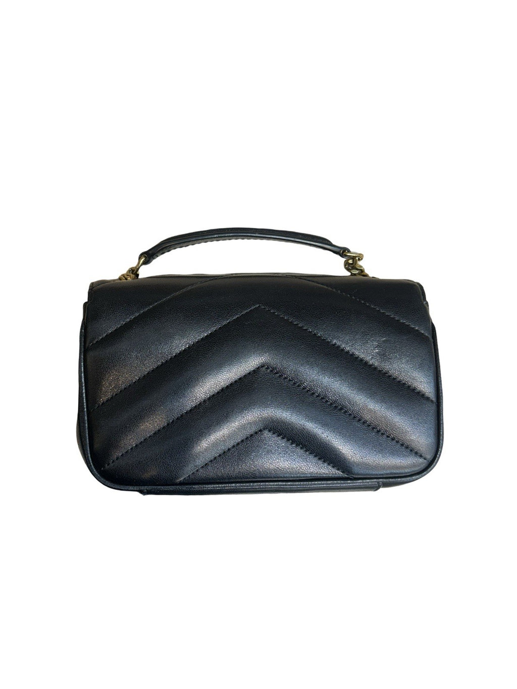 Saint Laurent Lambskin Chevron Quilted Mini Loulou Black