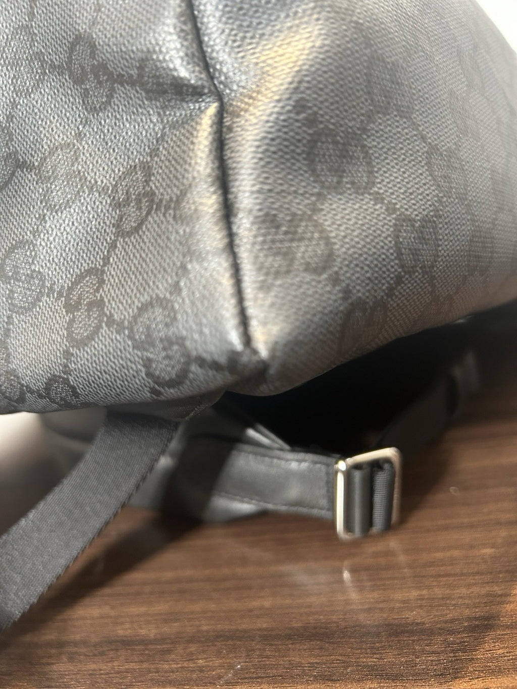 Gucci Essence Classic Backpack Black GG Monogram Coated Canvas Medium