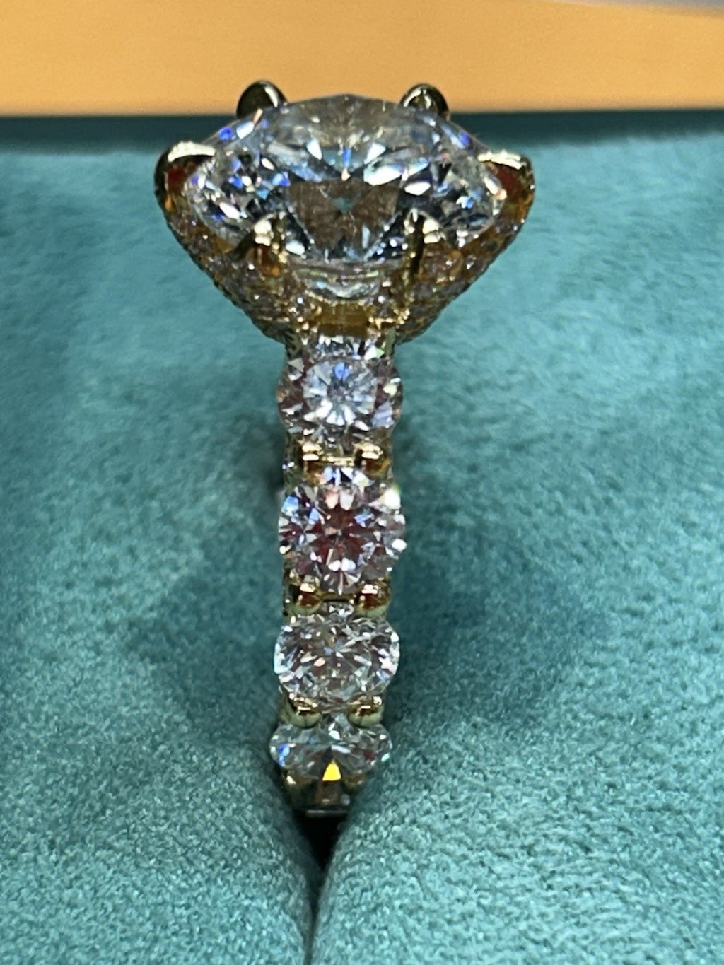 15.86 TOTAL CARAT ROUND CUT LAB DIAMOND ENGAGEMENT RING 14K YELLOW GOLD