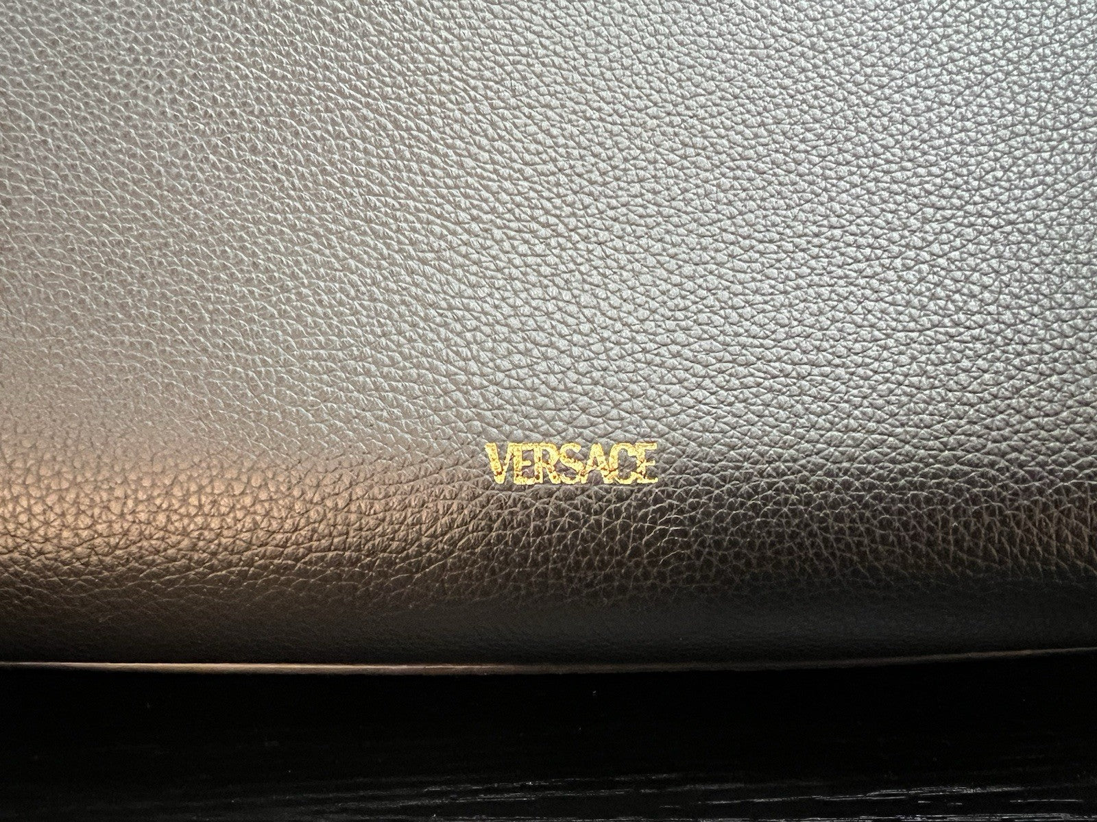 Grained Calfskin Large Virtus Top Handle Shoulder Bag Black