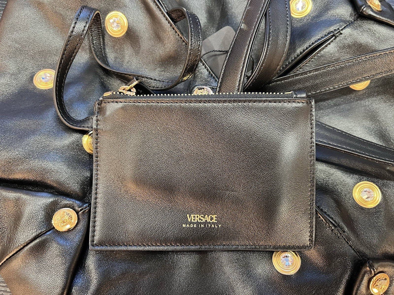 Versace Protea Embellished Nappa Shoulder Bag