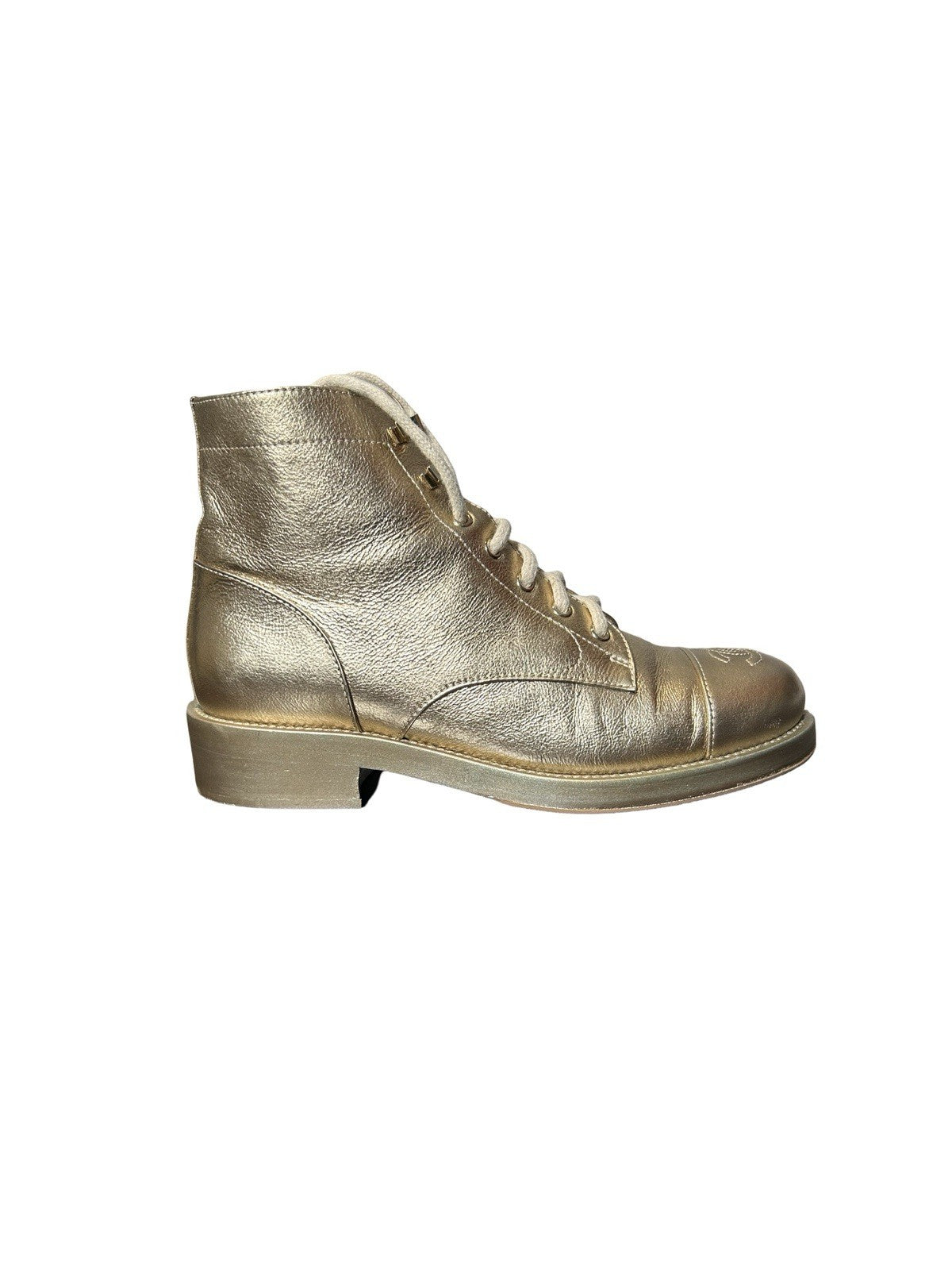 Chanel Interlocking CC Logo Leather Combat Boots Women