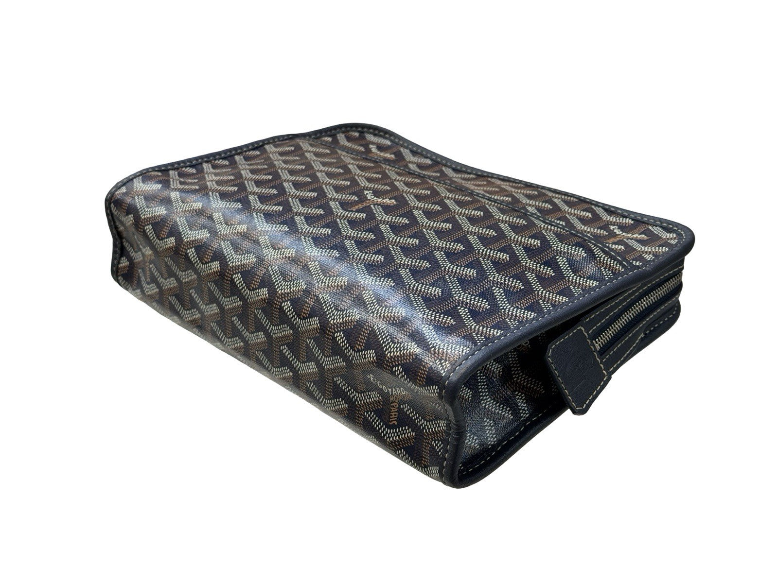 Goyard Goyardine Jouvence Toiletry Pouch Coated Canvas MM Dark Blue