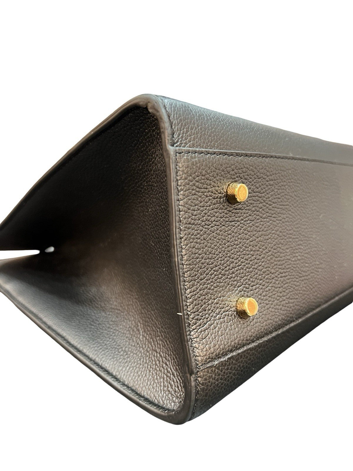 Grained Calfskin Large Virtus Top Handle Shoulder Bag Black