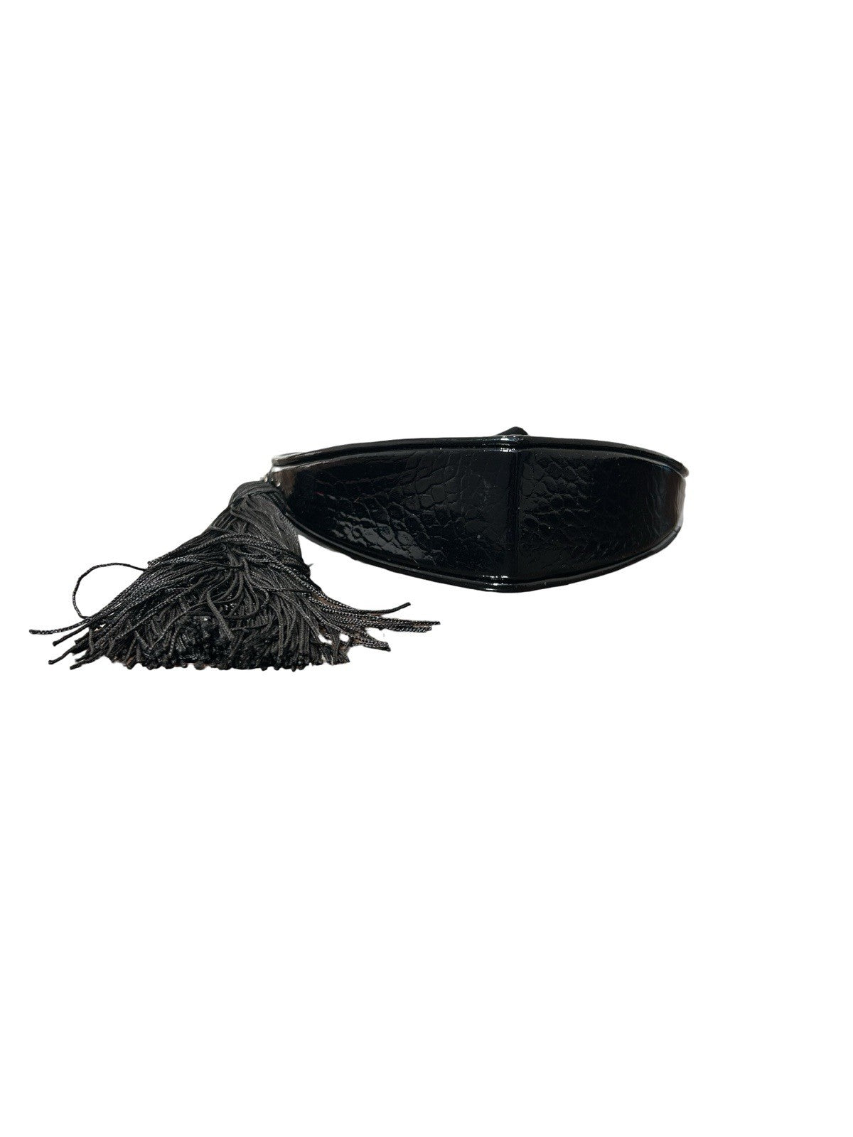 Saint Laurent  YSL Heart Tassel Clutch Crocodile Embossed Leather