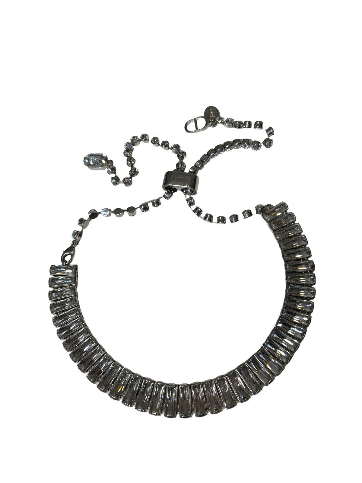 Christian Dior x ERL Choker Bib Necklace Silver-Finish Brass and White Crystals