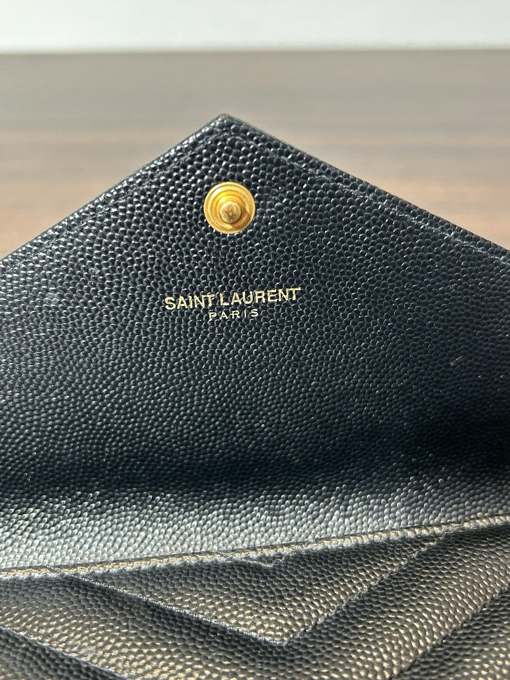 Saint Laurent YSL Monogram Large Flap Wallet in Grained Leather