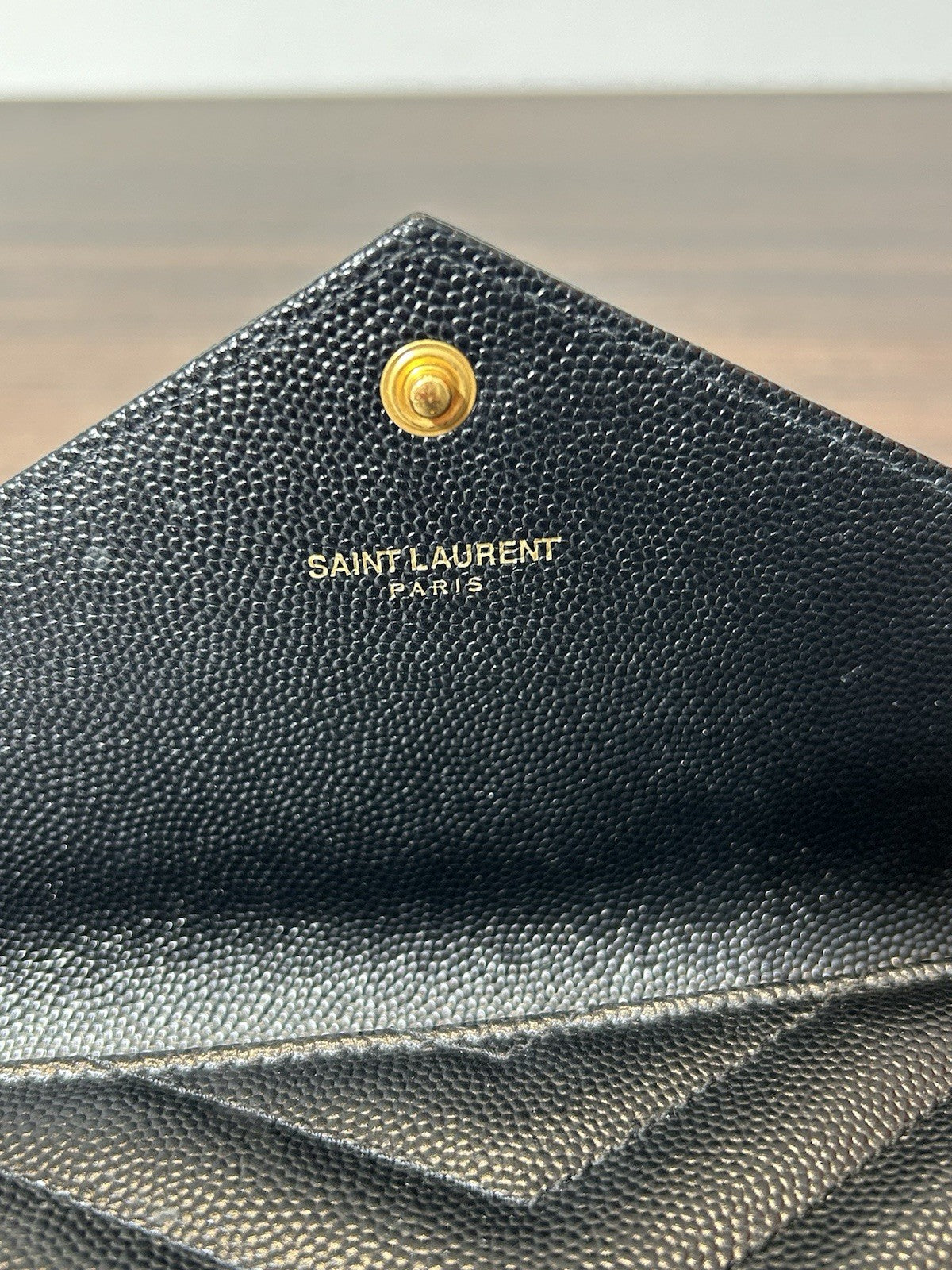 Saint Laurent YSL Monogram Large Flap Wallet in Grained Leather