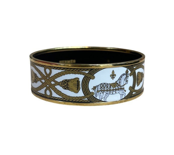 Hermès Grand Apparat Enamel Bangle Bracelet Gold