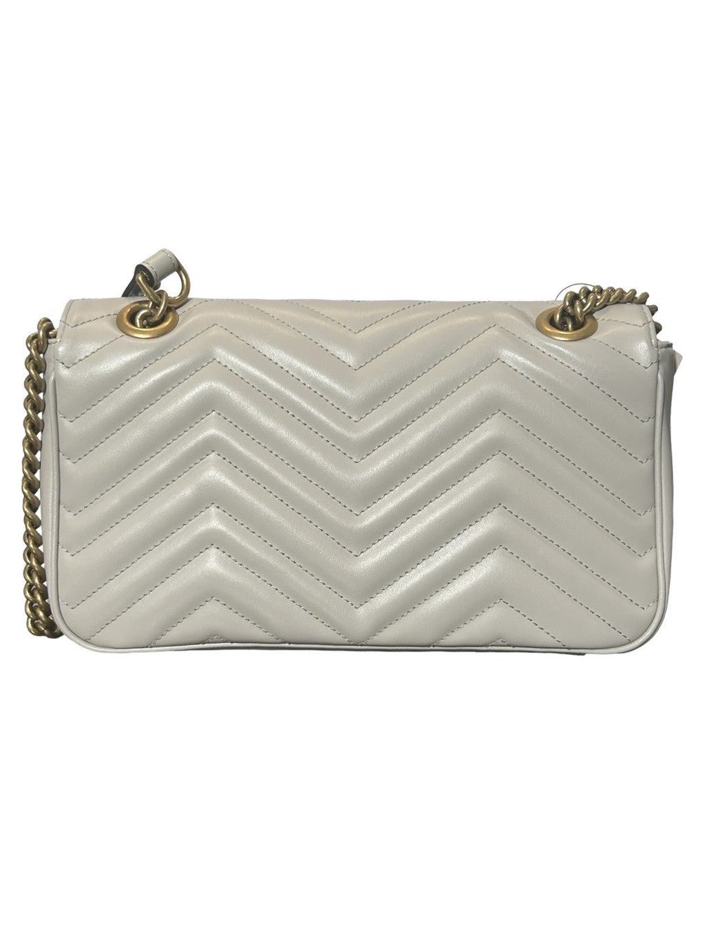 Gucci GG Marmont Flap Metelesse Leather Small Shoulder Bag Beige