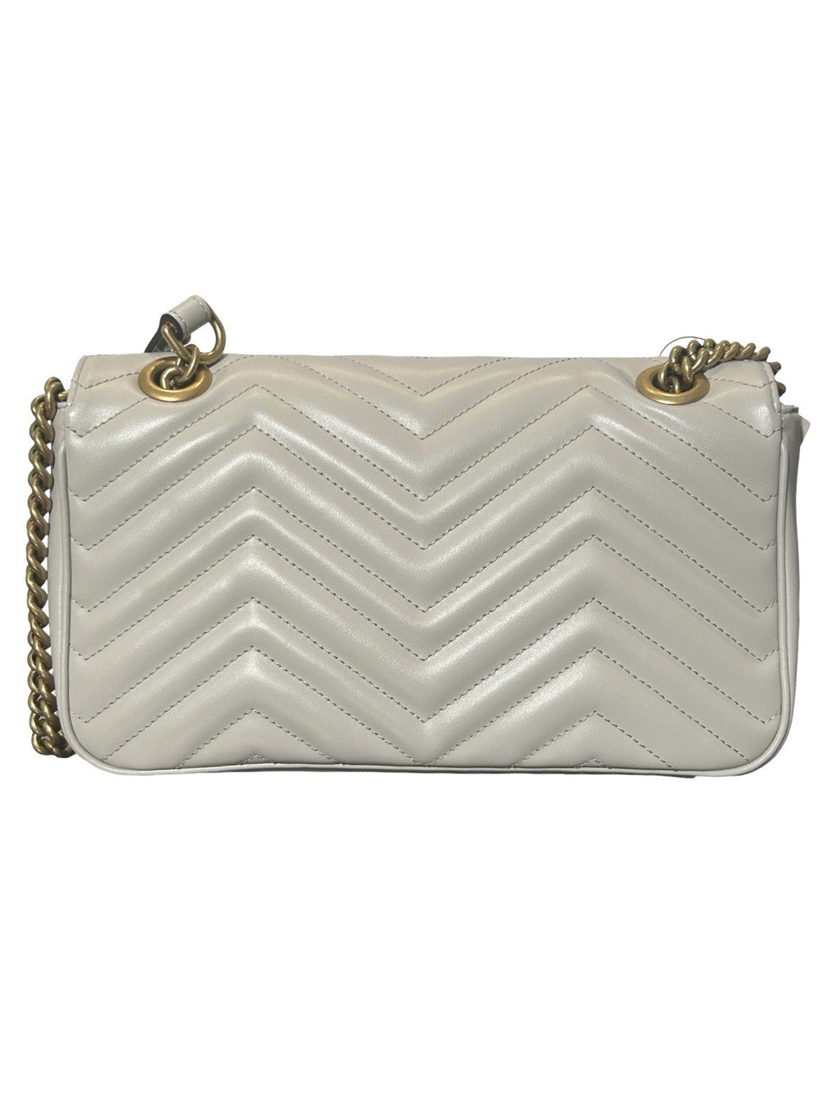 Gucci GG Marmont Flap Metelesse Leather Small Shoulder Bag Beige